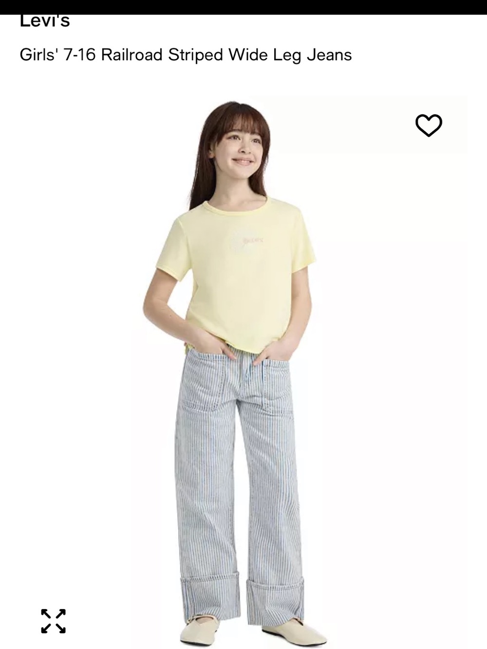 Levi's Girls' Railroad Striped Wide Leg Jeans - Blue & White